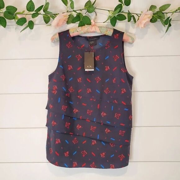 NEW Armani Exchange Colored Abstract Sleeveless Top Size Medium - Picture 4 of 9